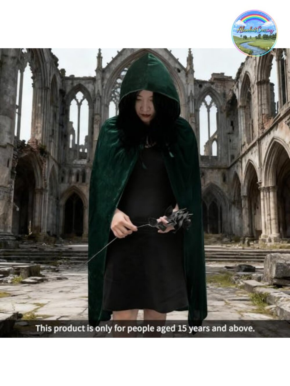 Unisex Velvet Long Cape Cloak for Halloween Cosplay Costume - Picture 5 of 6